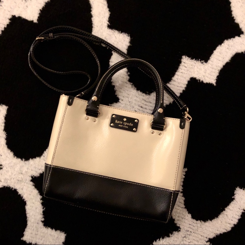 Kate Spade Cream and Black Leather Crossbody